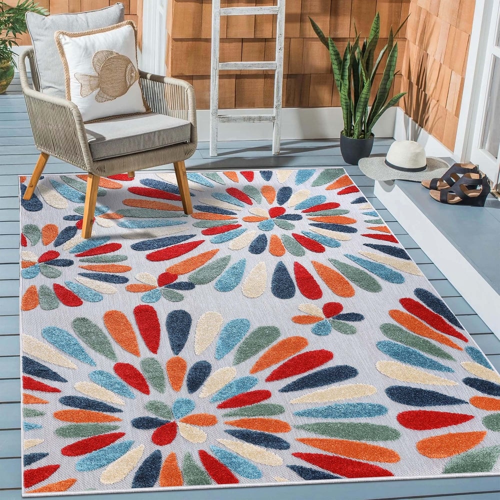 Superior Marigold Floral Indoor Outdoor Area Rug