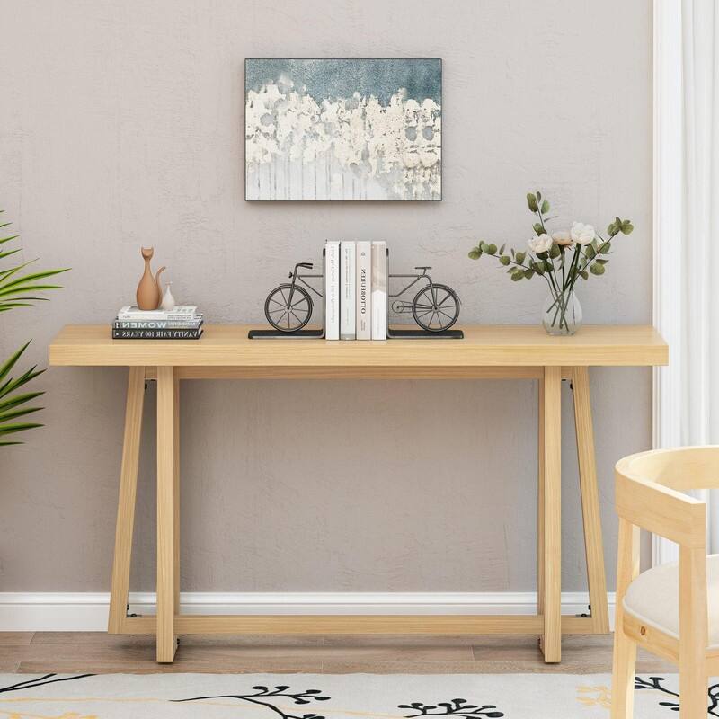Stylish 60" Console Table, Rectangular Outdoor Entryway Table with Sturdy Construction for Hall Use