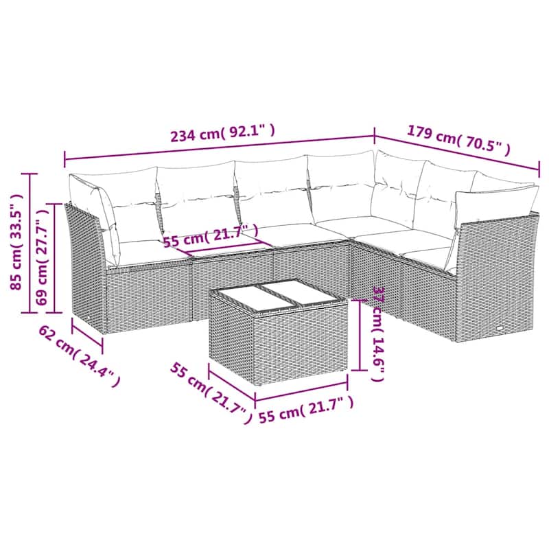 vidaXL Garden Sofa Set Beige - 21.7 x 21.7 x 14.6