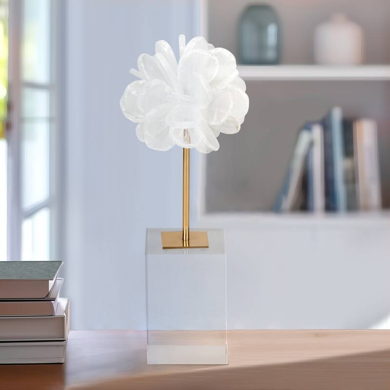 Sagebrook Home JLiliana Crystal Flower Statuary, Perfect for Decor