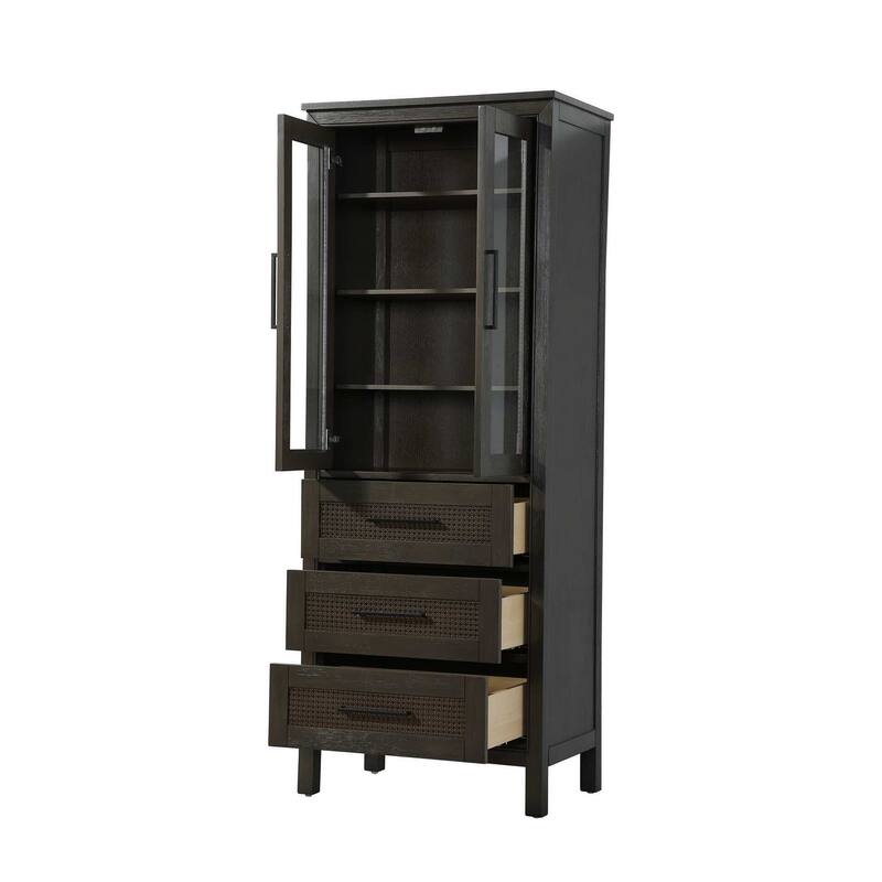 Winslow 16-28 Inch Bath Storage Glass Cabinet