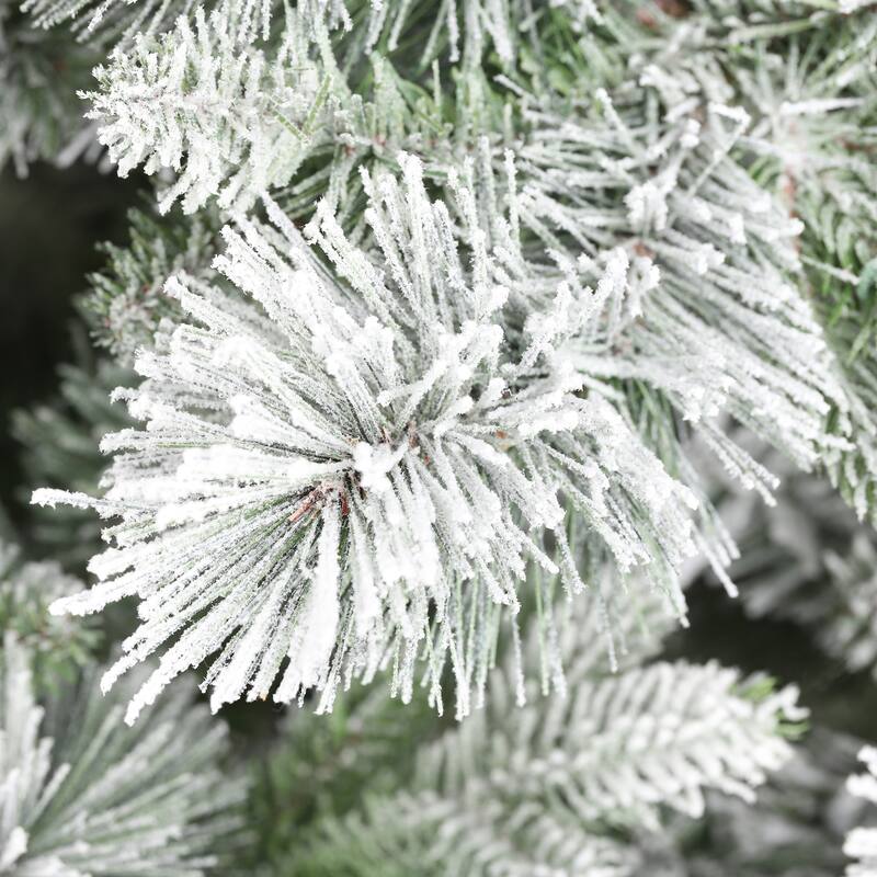 Glitzhome 11ft Pre-Lit Flocked Slim Pine Artificial Christmas Tree with 850 Lights and Foot Pedal