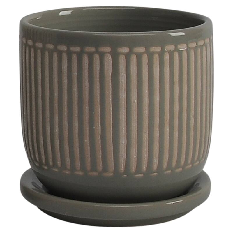 Sagebrook Home Ceramic Planter with Saucer