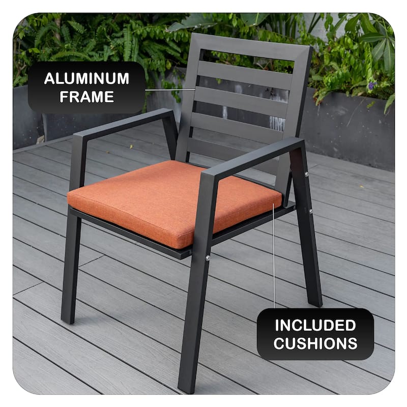 Chelsea Modern Mid-Century Patio Silhouette Aluminum Dining Chair with Olefin Fabric Cushions - 34.84