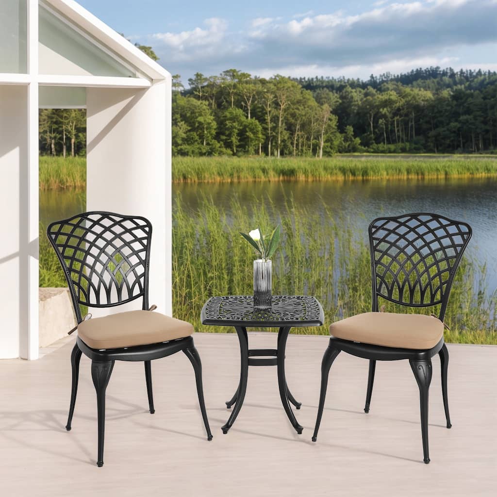 Bistro Set 3 Piece Rustproof Cast Aluminum Patio Furniture Sets