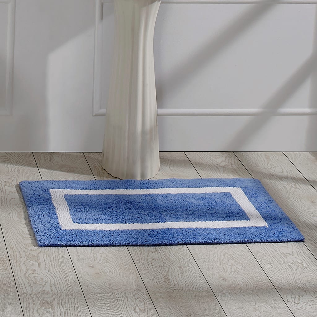 Better Trends Hotel Collection in Race Track 100% Cotton Super Absorbent Reversible Double Sided Machine Washable Bath Mat Rug