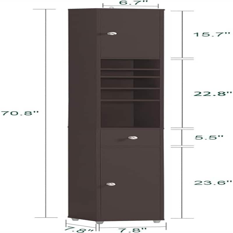 Black Bathroom Tall Cabinet - 7.87"D x 7.87"W x 70.87"H