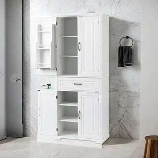 Bathroom Storage Cabinet with Doors and Drawer, Multiple Storage Space ...