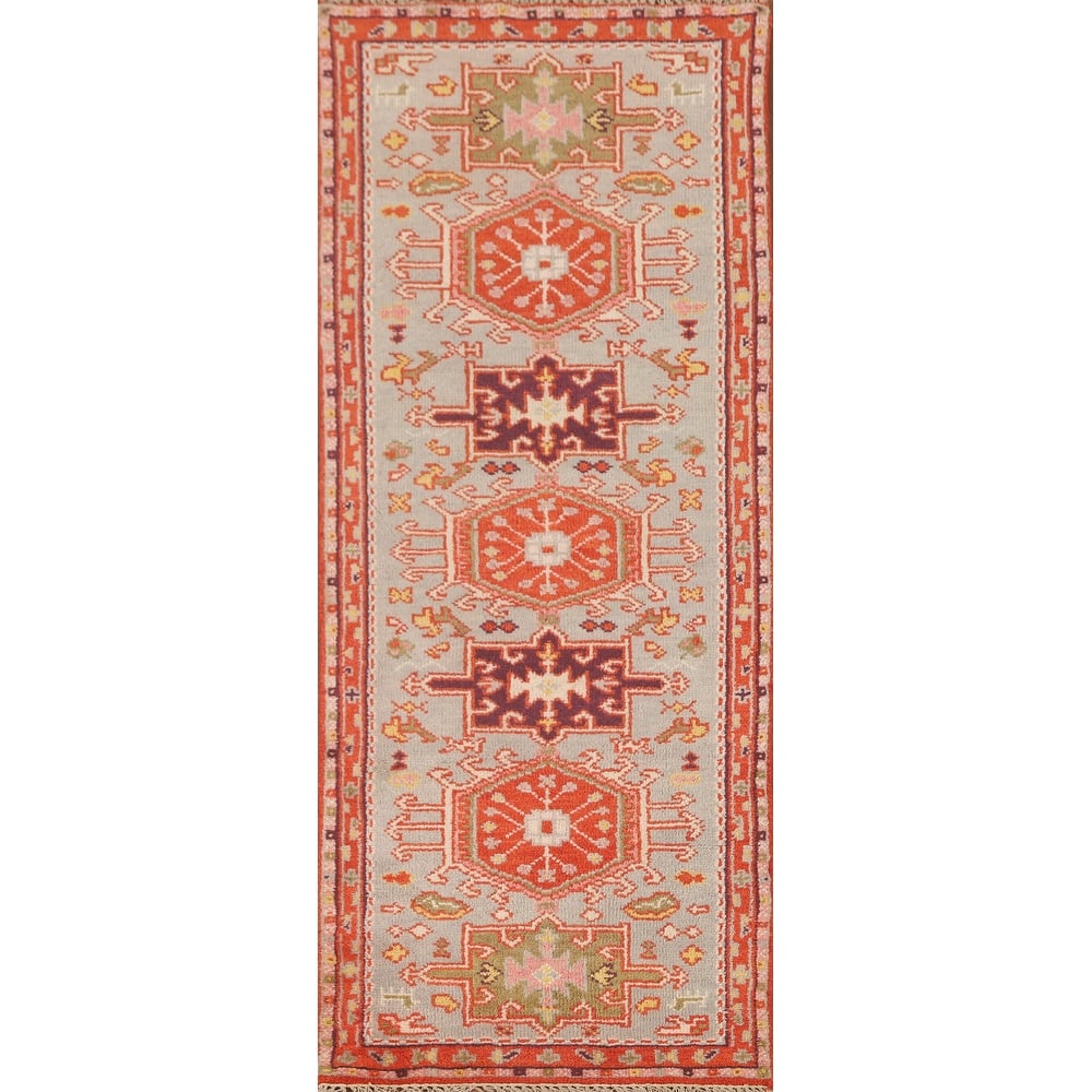 Heriz Serapi Oriental Runner Rug Handmade Geometric Wool Carpet - 2'8" x 7'11"