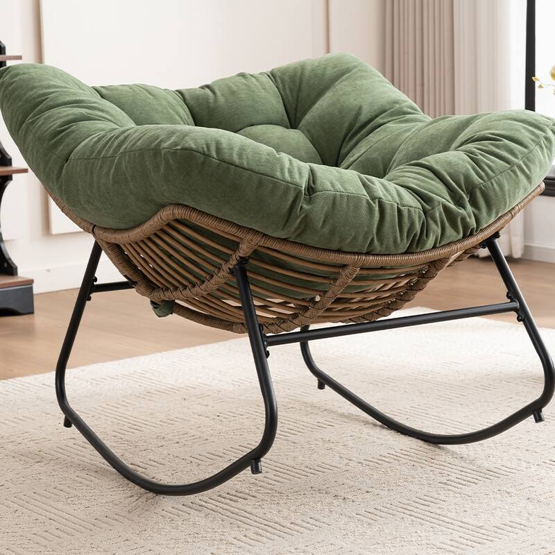 Rocking Chair, Chenille Upholstered Accent Chair, Modern Nursery Rocking Chair for Living Room, Bedroom, Apartment