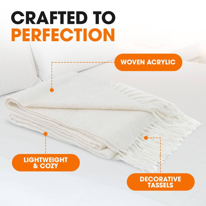 Cheer Collection Ultra Soft Knit Fringe Throw Blanket