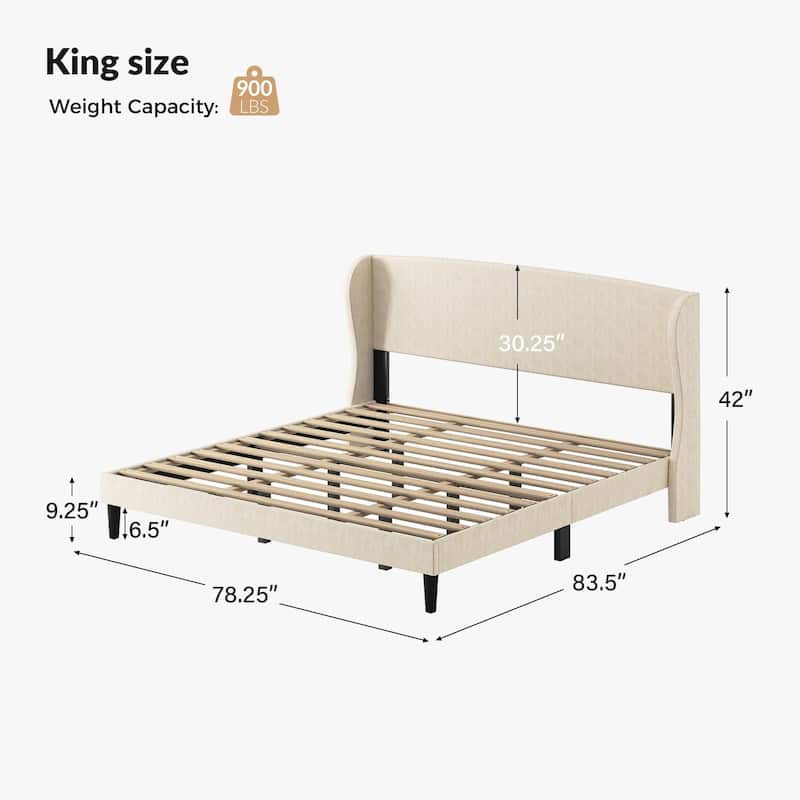 Gerald Upholstered Traditional Wingback Platform Bed By HULALA HOME