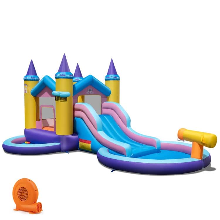 6-in-1 Inflatable Kids Water Park with 678W Blower - 197" x 115.5" x 92"
