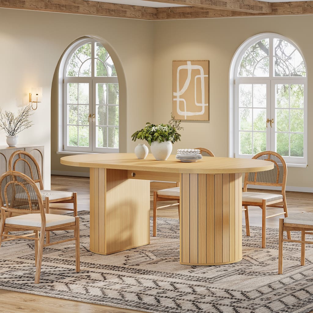63" Oval Dining Table for 4-6, Wood Kitchen Dining Room Table