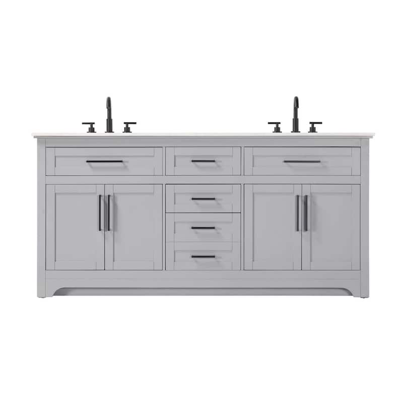 Nathaniel Double Bathroom Vanity (54-84 inch) - Grey - 72"