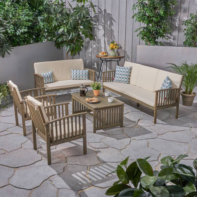 Carolina Outdoor 5-pc. Acacia Conversational Set by Christopher Knight Home