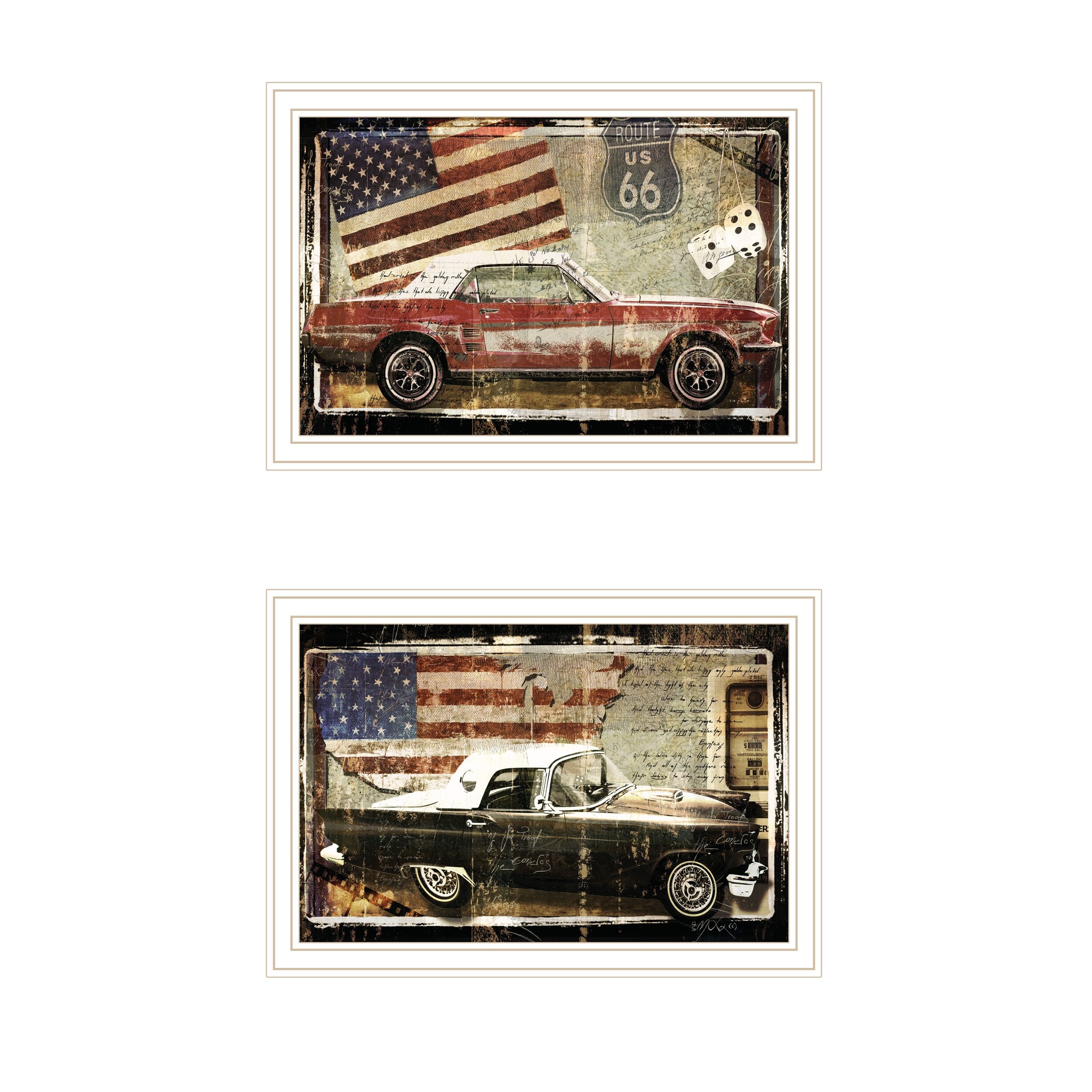 TrendyDecor4U Traditional Vintage Classics Collection Framed Red, White And Blue-image