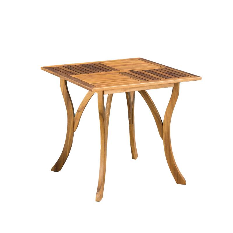 Outdoor Acacia Wood Square Dining Table, Natural brown - 23.15