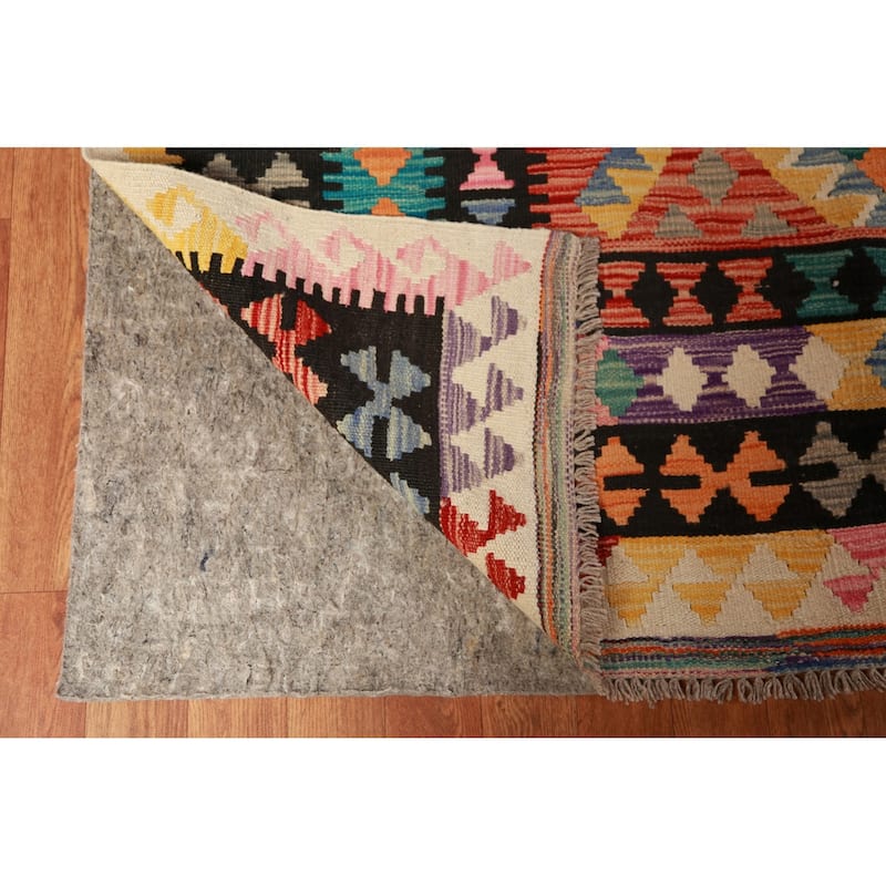 Reversible Kilim Oriental Area Rug Flatweave Geometric Wool Carpet - 9'11"x 13'0"