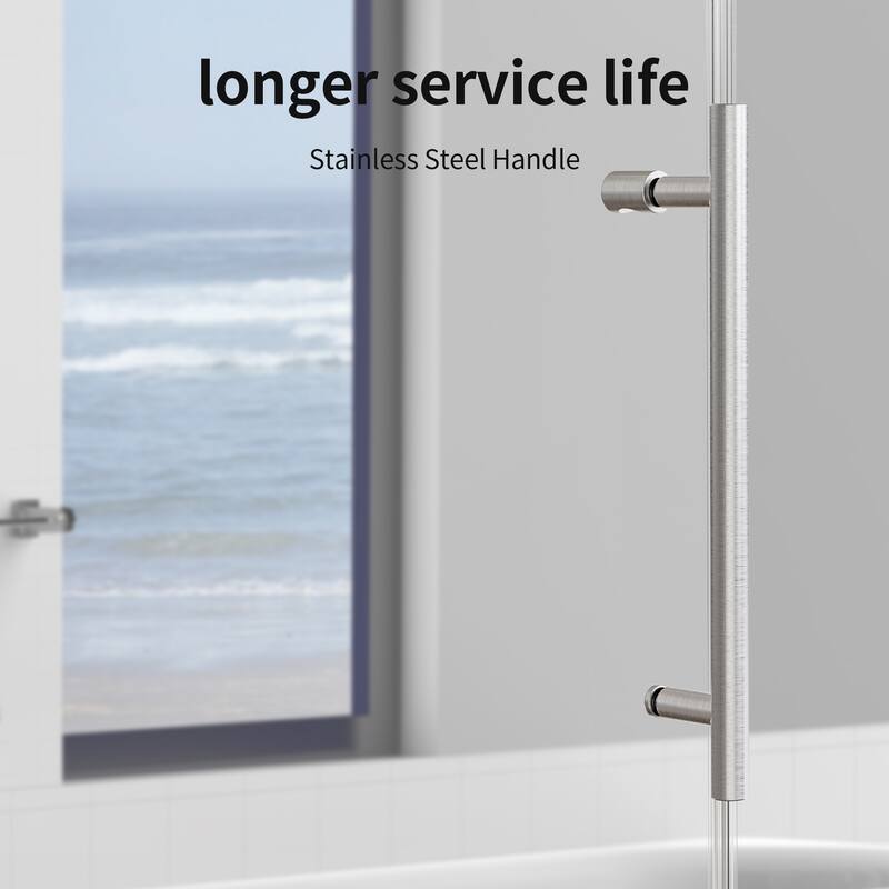 46-48" Frameless Sliding Shower Door with Soft-Close, 8mm Tempered Glass, Adjustable Single Bypass Design - 48x76"