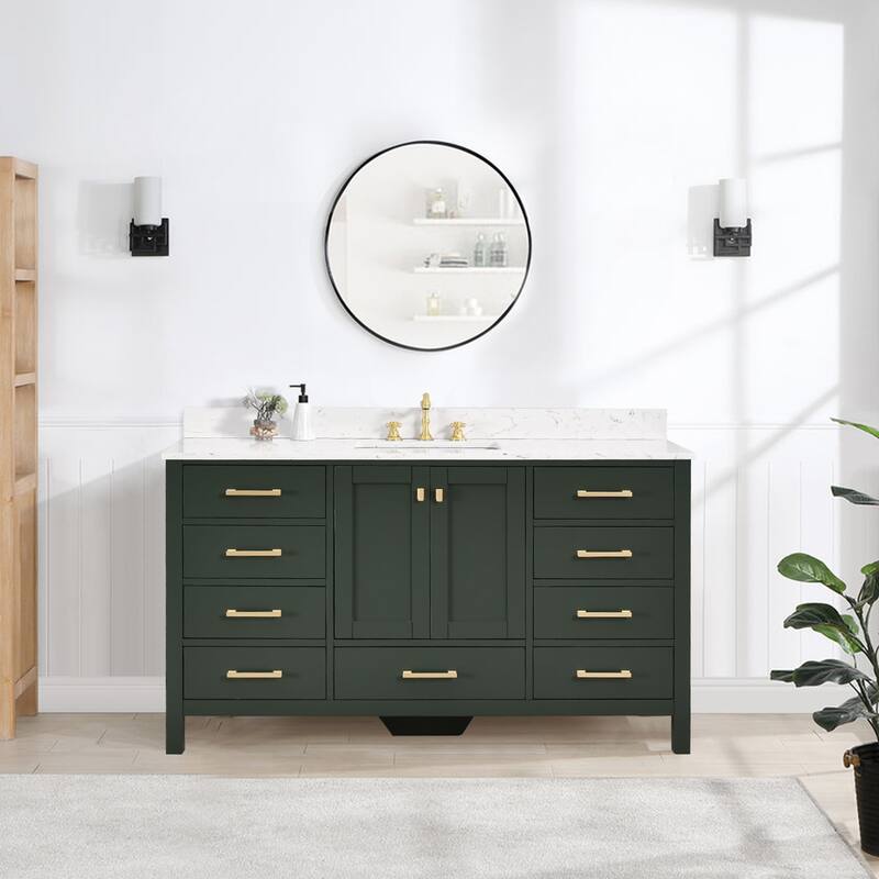 PROOX 60 in. W x 22in.D Freestanding Bath Vanity Engineered Top Single Rectangular Sink