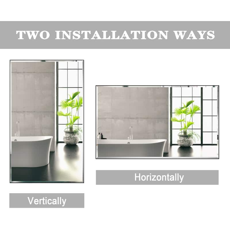 Rectangle Metal Framed Beveled Edge Bathroom Vanity Mirror