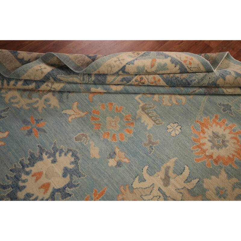 Vegetable Dye Oushak Turkish Area Rug Hand-Knotted Floral Wool Carpet - 8'0" x 9'9"
