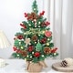 preview thumbnail 1 of 3, 23.6" Tabletop Christmas Tree, Artificial Mini Xmas Pine Tree with LED String Lights Ornaments, Holiday Decoration - 18 Beige