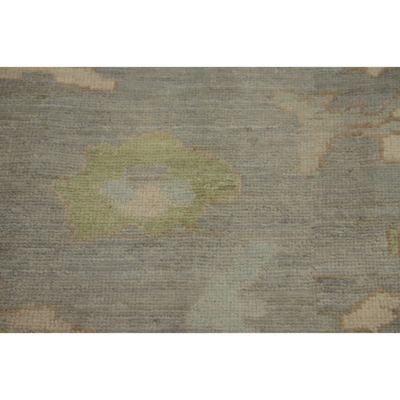 Handmade Gray Oushak Vegetable Dye Area Rug, Flora Geometric Carpet - 9' 10'' X 8' 6''
