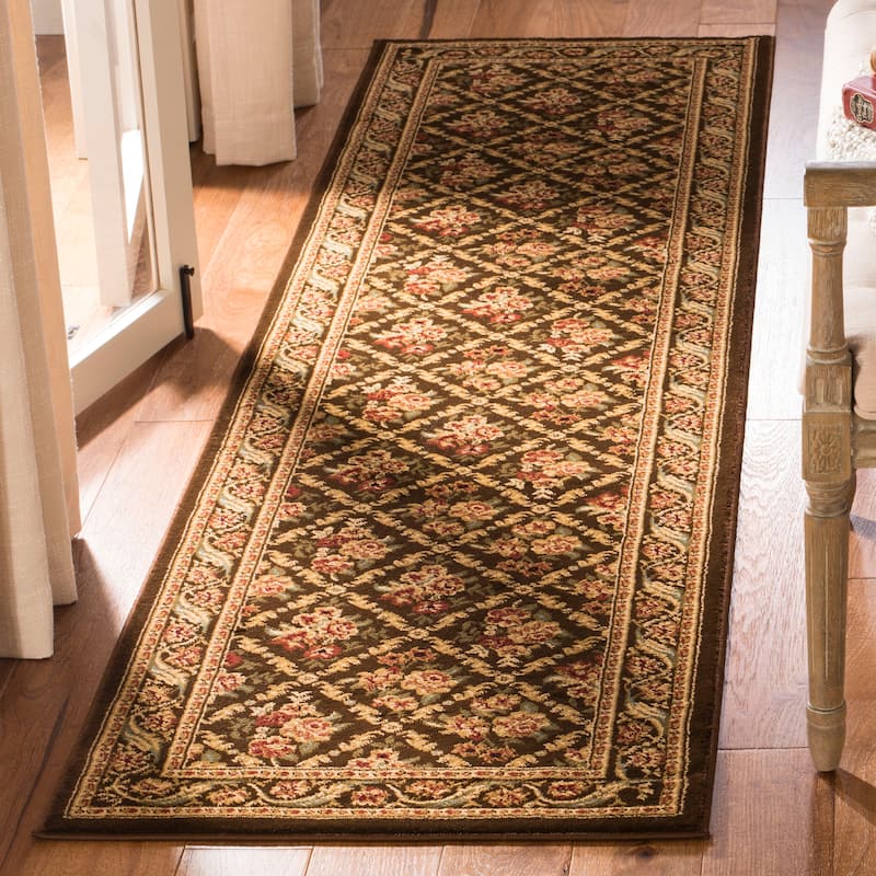 SAFAVIEH Lyndhurst Argelia Traditional Oriental Trellis Rug - 2'3" x 12' Runner - Brown/Brown