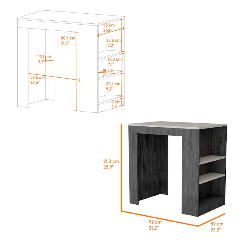 biza Marble Counter Height Table Top Kitchen Island
