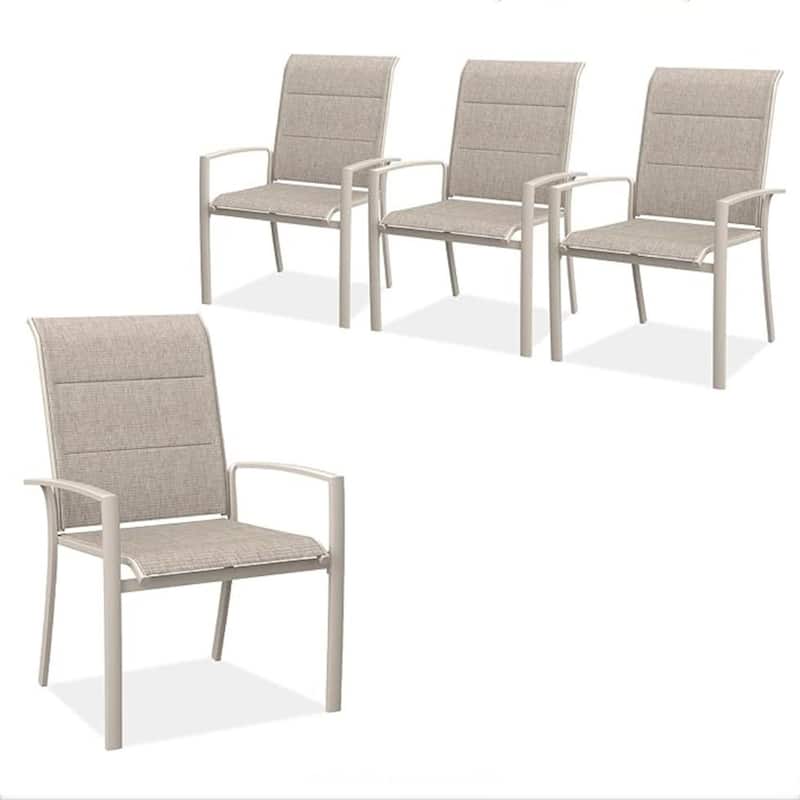 Garden Patio Chairs Set of 2, All Weather Metal Outdoor Dining Chairs , Garden, Poolsides, Black Color Frame
