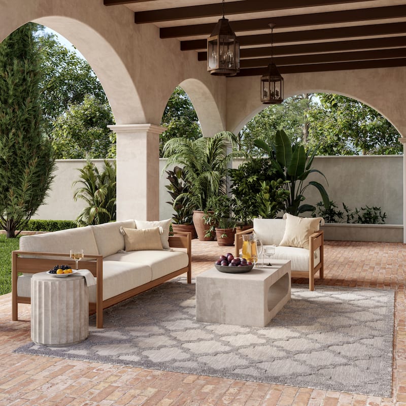 Nourison Easy Care Indoor/Outdoor Moroccan Trellis Area Rug - 8' x 10' - Silver/Grey