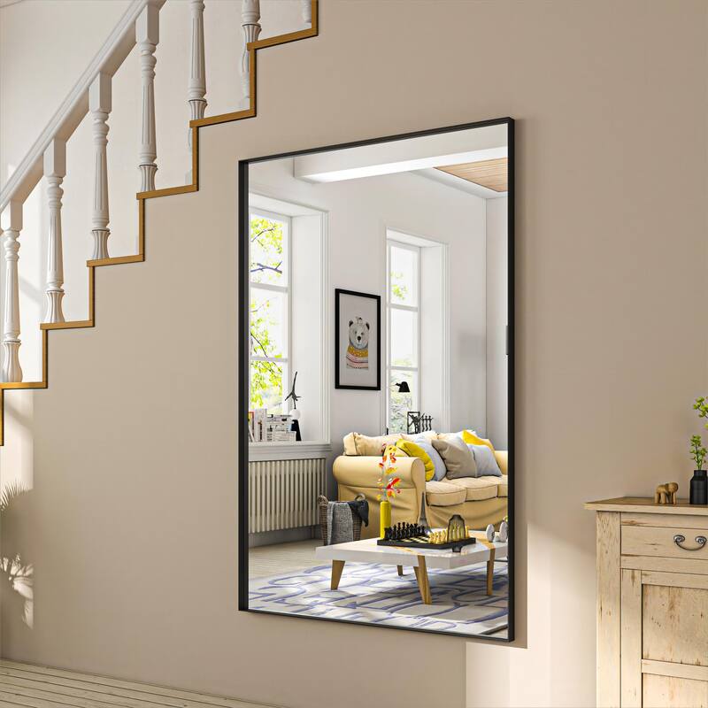 Organnice Rectangular Mirror Modern Black Frame Bathroom Vanity Mirror Clean Glass