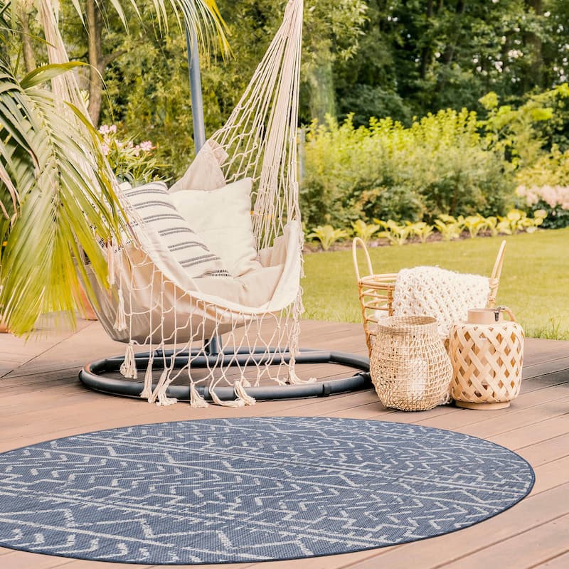 Beverly Rug Blue Trellis Indoor Outdoor Area Rug