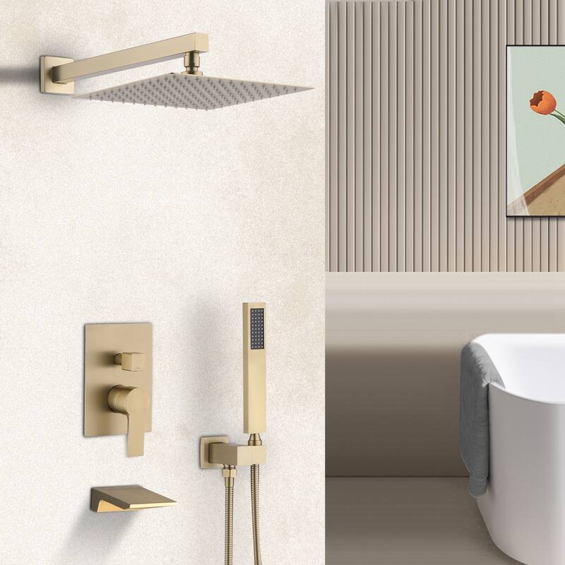 Topcraft Wall Mounted Rain Shower System with Handheld Showerhead