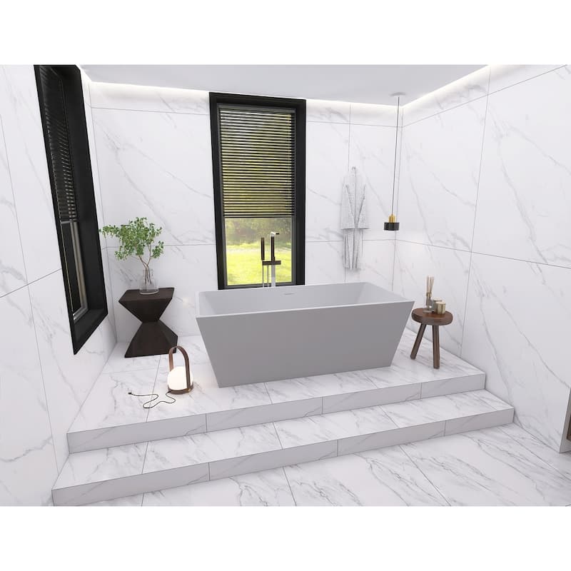 Indigo Home 67 inch Soaking Rectangular Bathtub in Glossy White
