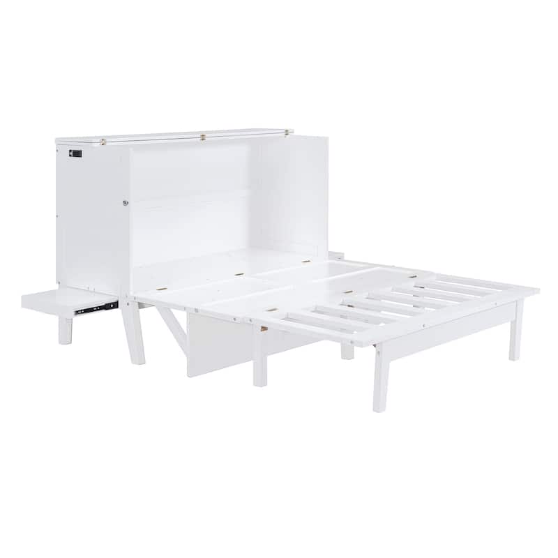 Merax Queen/Full Murphy Bed with USB Port and removable Shelves