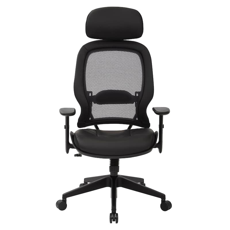 Office Chair with Bonded Leather Seat and Adjustable Headrest