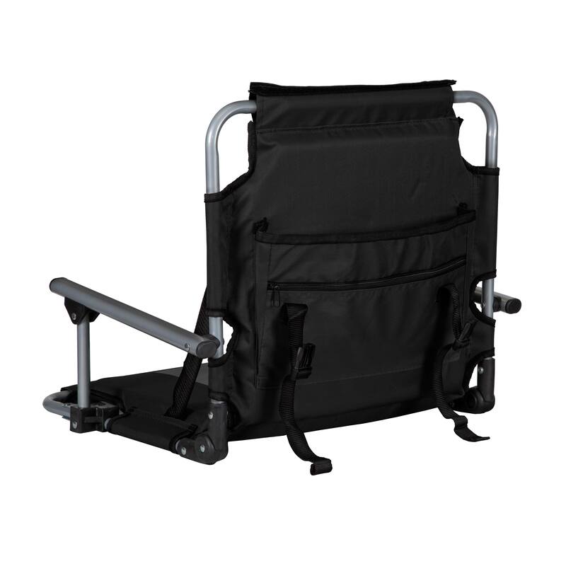 Stansport Tubular Frame Folding Stadium Seat with Arms - Black-Tan
