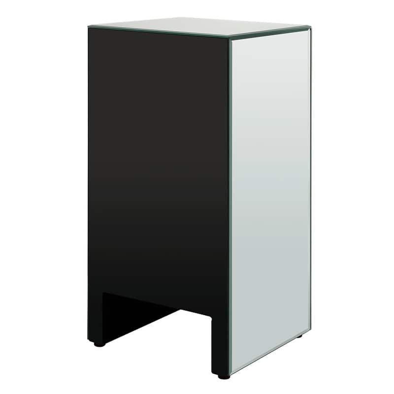 Mirrored Glass Bedside Table with Three Drawers