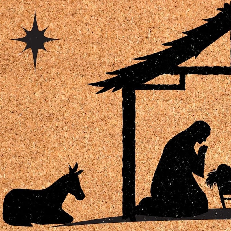 HomeRoots 17" X 29" Brown And Black Christmas Outdoor Coir Door Mat - 17.00' X '29.00
