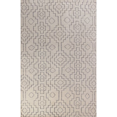 All-Over Geometric Moroccan Modern Area Rug Hand-Knotted Wool Carpet - 4'10" x 7'10"