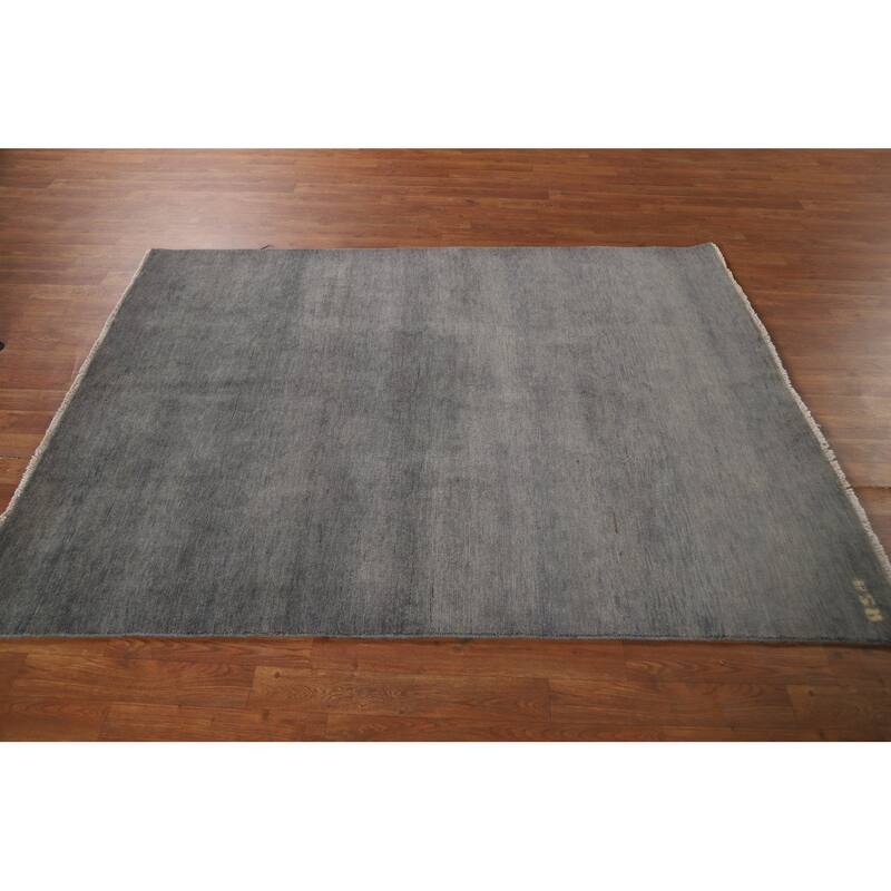 Gray Gabbeh Modern Area Rug Handmade Wool Carpet - 4'9" x 6'4"