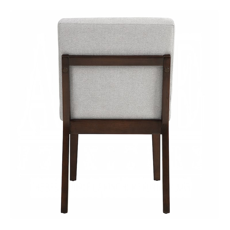 Set of 2 Upholstered Dining Chairs with Wooden Legs in Gray and Brown