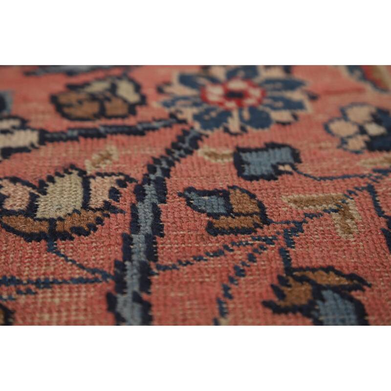 Hand Knotted Oriental 100% Wool Carpet Traditional Floral Pink Tabriz Area Rug - 11' 0'' X 8' 0''