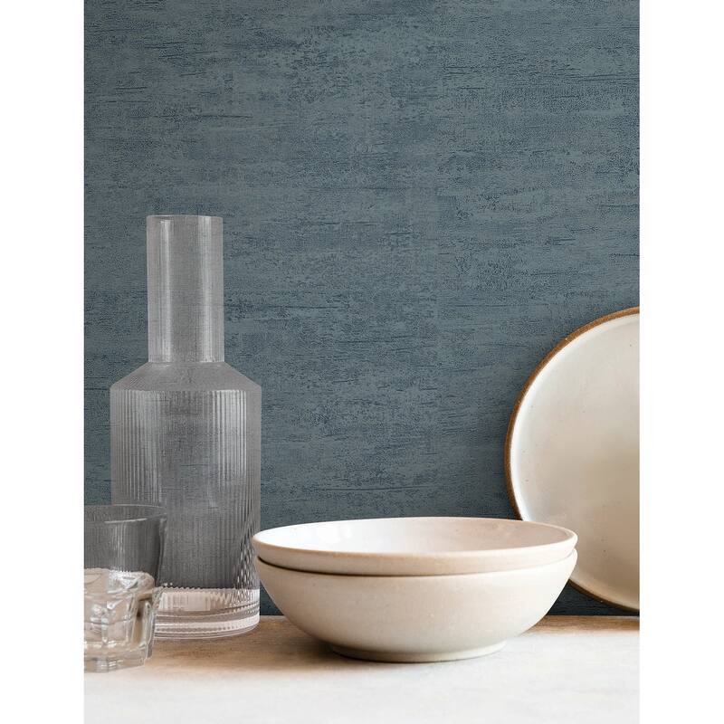 York Wallcoverings Weathered Stucco Dusty Blue Wallpaper