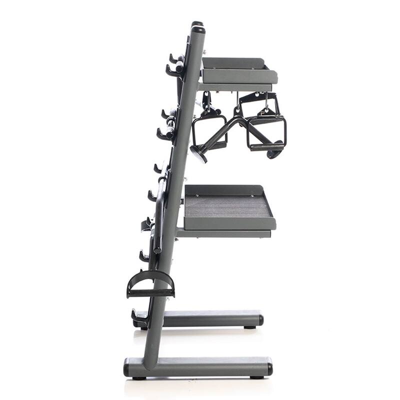Power Systems Black Chrome Cable Attachment Rack with 9 Gym Accessories Attachments Included - Medium