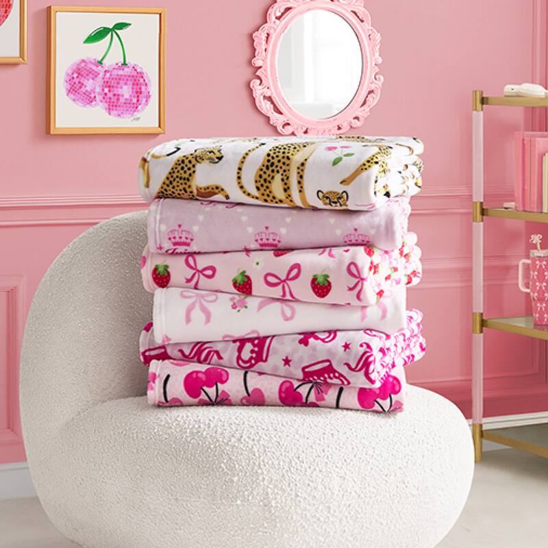 Juicy Couture 50"x70" Plush Kids Throw Blankets