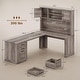 preview thumbnail 11 of 156, Farmhouse Executive L Shaped Desk Home Office Desk with Drawers and Storage Cabinet & Power Outlet